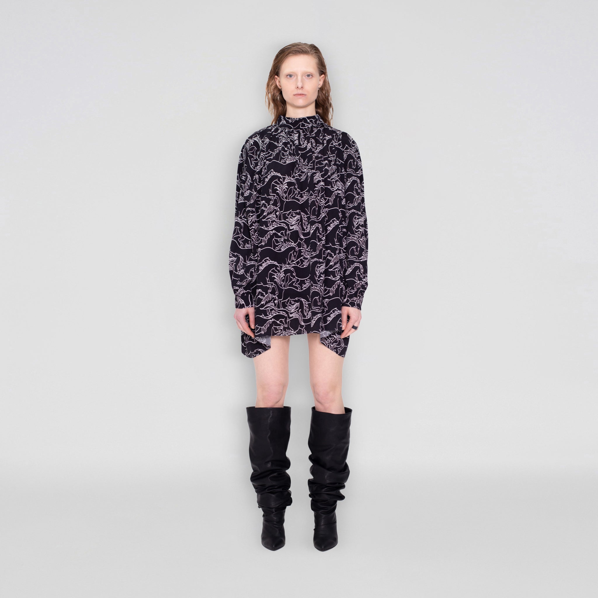 BELL MINI DRESS WITH HORSES PRINT