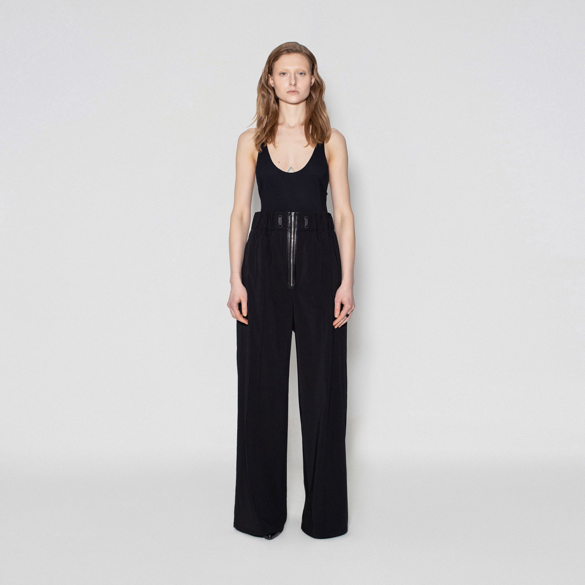 HIGH WAISTED TROUSERS WITH FRONT ZIPPER