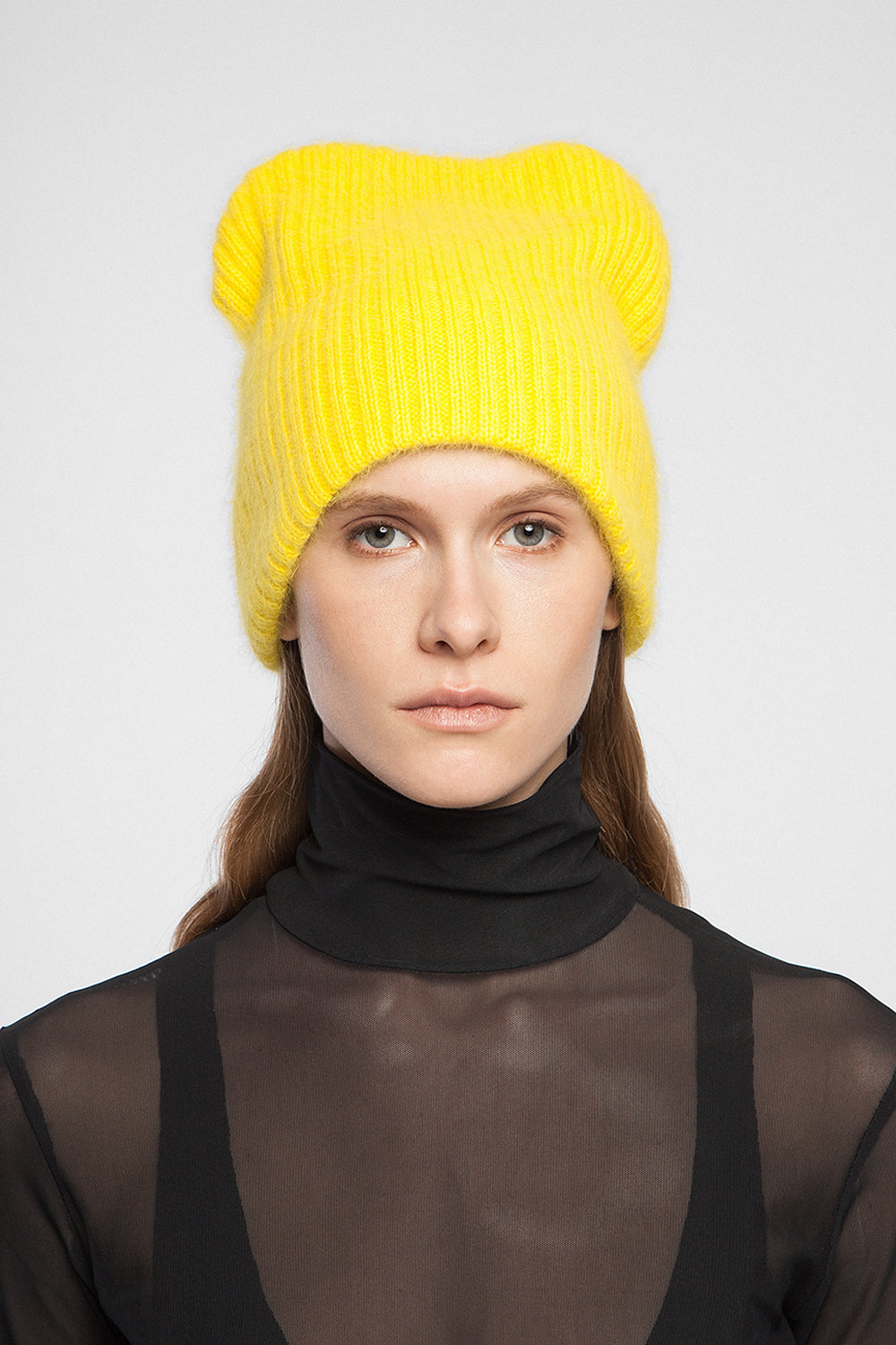 SUNNY YELLOW HIGH TOP KNITTED BEANIE HAT