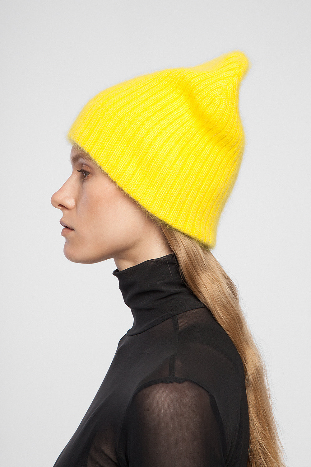 SUNNY YELLOW HIGH TOP KNITTED BEANIE HAT