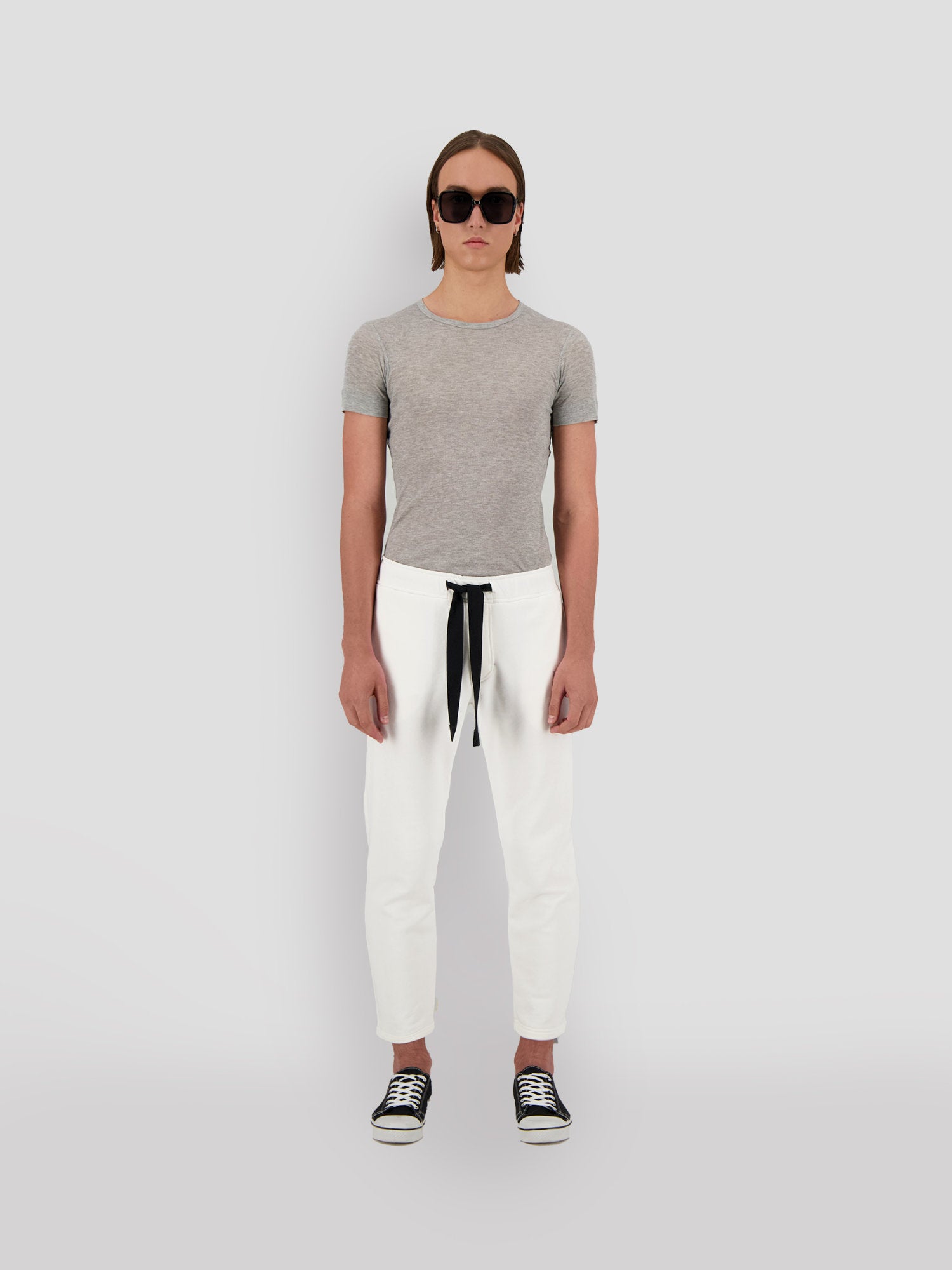 IVORY CROPPED SWEATPANTS WITH THEO LOGO
