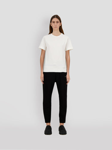 White short-sleeve jersey T-shirt with crew neck, minimal front